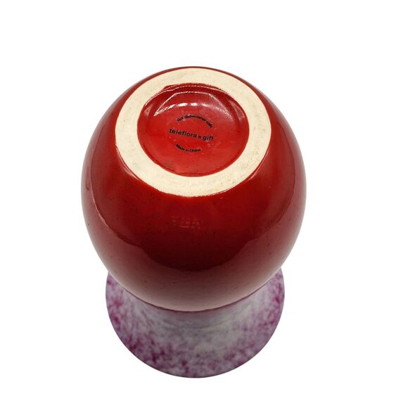 Teleflora Gift Ceramic Vase With Heart Charm Red White And‎ Lavender 8.3x5.3in - Picture 7 of 9